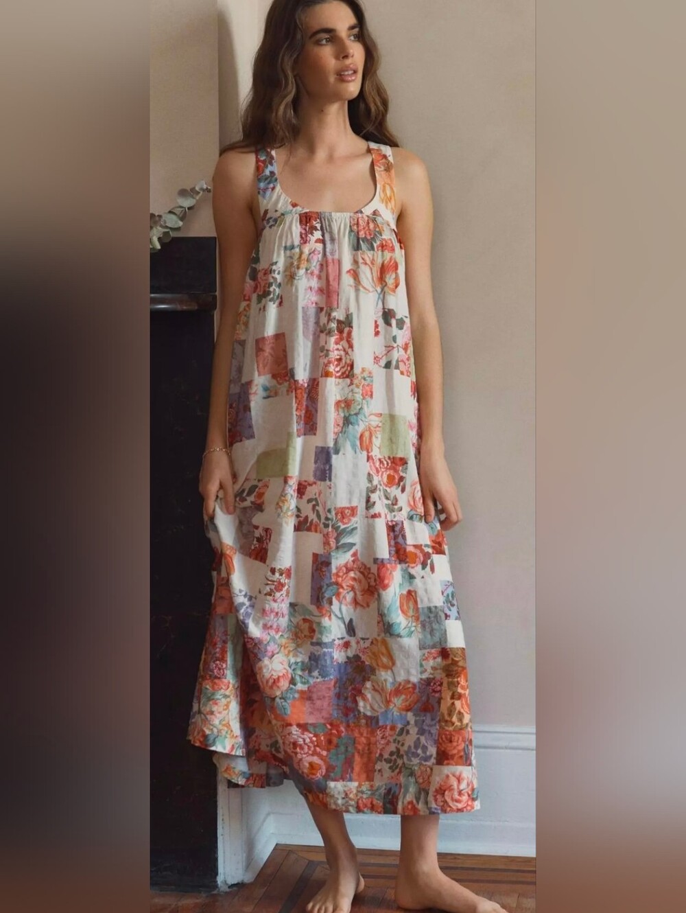 Anthropologie LyreBird Vibrant Flower Print Tie-Back Maxi Dress Sz Large NWT - Picture 9 of 14